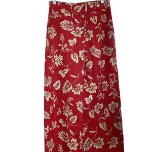 Stonebridge Petites‎ Red Floral Linen Blend Wrap Skirt Vintage Size 8 19-433-DA